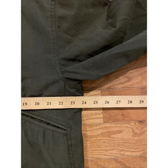 Club Room Chore Jacket Men Medium Olive Leather Collar Plaid Lined Utility Coat